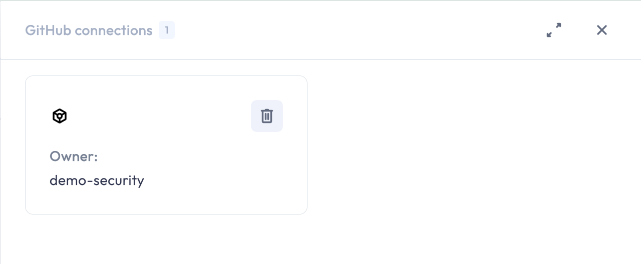 The Integrations drawer showing two GitHub installations with delete controls